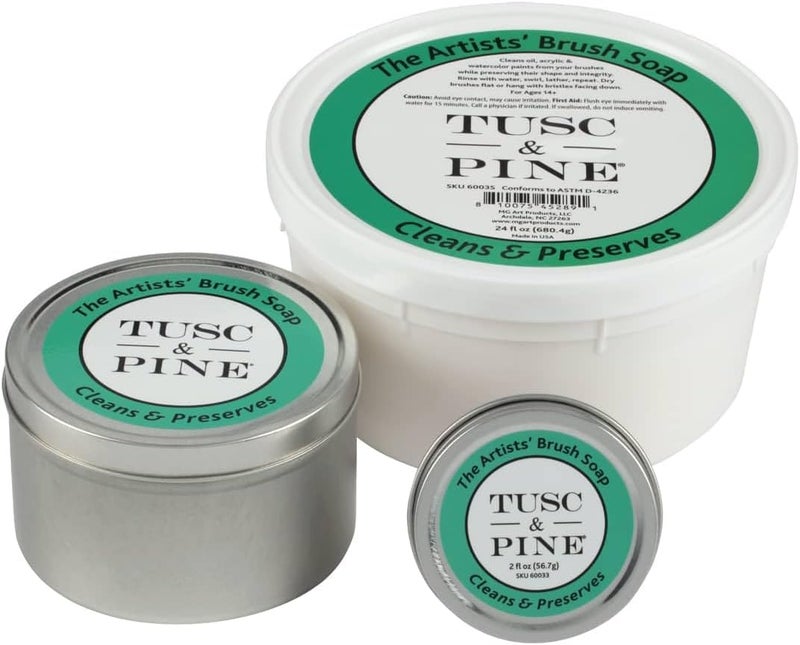 Tusc & Pine The Artists' Brush Soap - 2oz Plant-Based Brush Cleaner, Oil, Acrylic, Watercolor Paint - Nourishes Bristles; Made in North Carolina; Alkali Soap, Gentle Pine Fragrance - Image 5